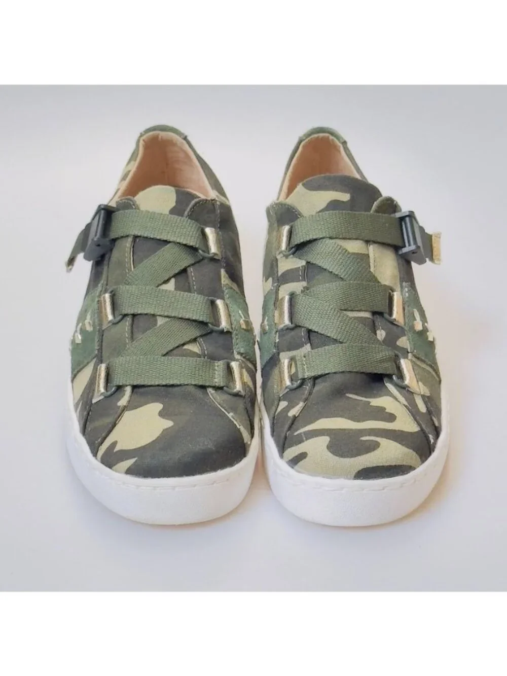 JACK ROGERS Womens Canvas Sneaker Athletic Shoes Slip-On Green Camouflage Size 8